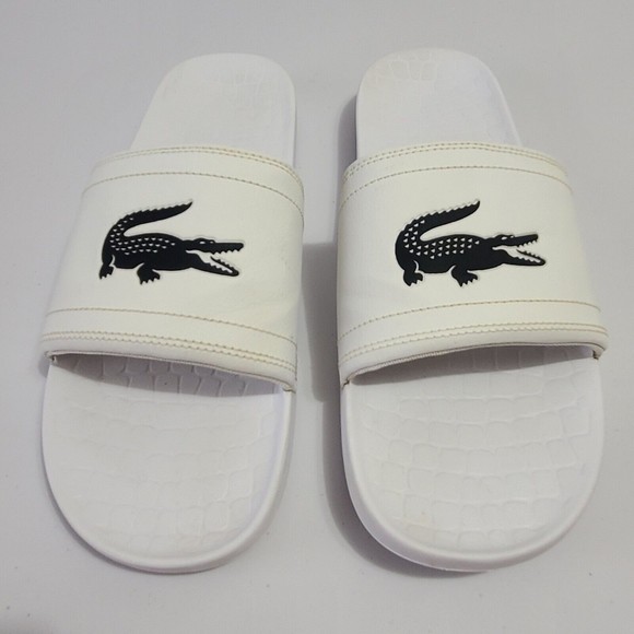 Lacoste Croco Slide Sandals Men’s Size 14 White Black main image 5